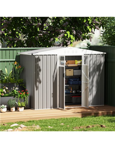 Outsunny 8 x 4 ft Metal Garden Shed, Garden Storage Shed with Window, 4 Vents and Lockable Door, Waterproof Galvanised Steel Too - pic 150440 | FastDaddyshop