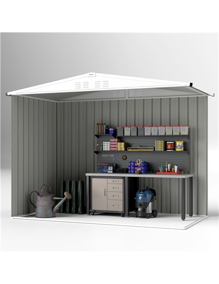 Outsunny 8 x 4 ft Metal Garden Shed, Garden Storage Shed with Window, 4 Vents and Lockable Door, Waterproof Galvanised Steel Too - pic 150441 | FastDaddyshop
