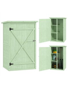 Outsunny Wooden Small Shed, Garden Storage Shed with Shelves and Bolt Latch, 75L x 56W x115H cm, Green