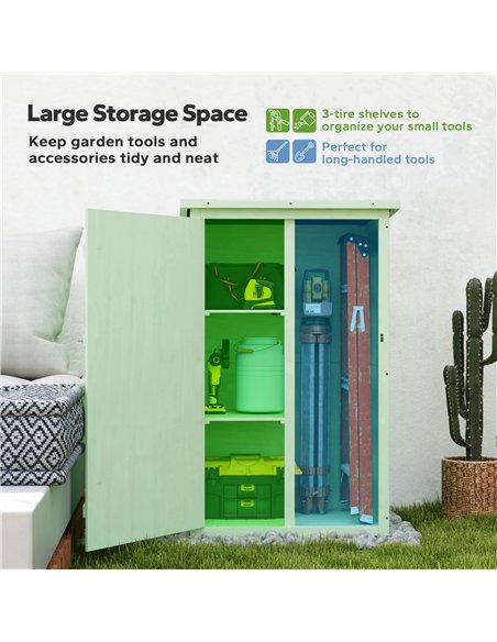 Outsunny Wooden Small Shed, Garden Storage Shed with Shelves and Bolt Latch, 75L x 56W x115H cm, Green - pic 150445 | FastDaddyshop
