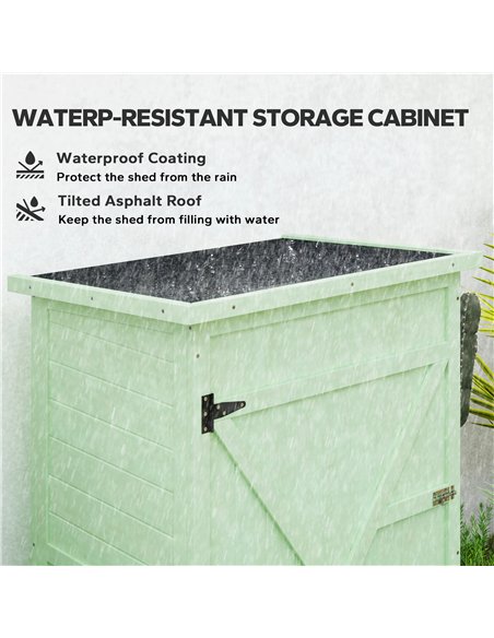 Outsunny Wooden Small Shed, Garden Storage Shed with Shelves and Bolt Latch, 75L x 56W x115H cm, Green - pic 150446 | FastDaddyshop