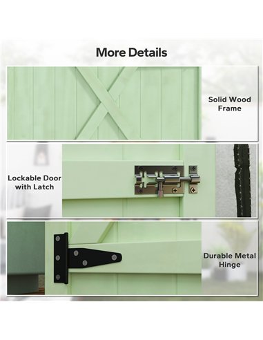Outsunny Wooden Small Shed, Garden Storage Shed with Shelves and Bolt Latch, 75L x 56W x115H cm, Green