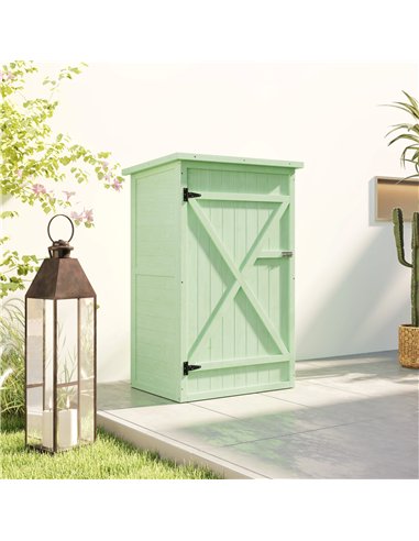 Outsunny Wooden Small Shed, Garden Storage Shed with Shelves and Bolt Latch, 75L x 56W x115H cm, Green