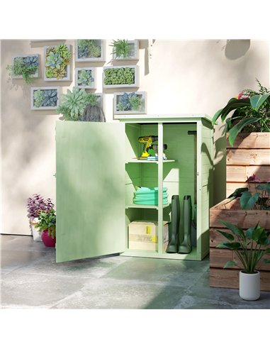 Outsunny Wooden Small Shed, Garden Storage Shed with Shelves and Bolt Latch, 75L x 56W x115H cm, Green