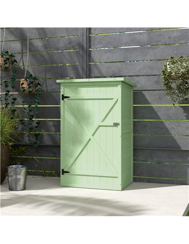 Outsunny Wooden Small Shed, Garden Storage Shed with Shelves and Bolt Latch, 75L x 56W x115H cm, Green