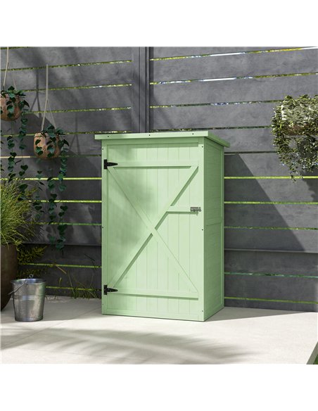 Outsunny Wooden Small Shed, Garden Storage Shed with Shelves and Bolt Latch, 75L x 56W x115H cm, Green - pic 150450 | FastDaddyshop