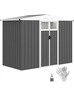 Outsunny 8 x 4 ft Metal Garden Shed, Garden Storage Shed with Window, 4 Vents and Lockable Door, Waterproof Galvanised Steel Too
