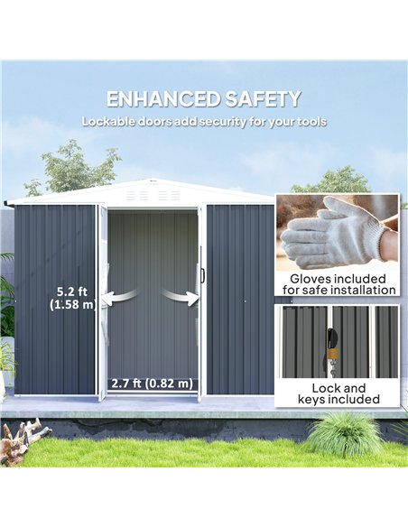 Outsunny 8 x 4 ft Metal Garden Shed, Garden Storage Shed with Window, 4 Vents and Lockable Door, Waterproof Galvanised Steel Too - pic 150455 | FastDaddyshop