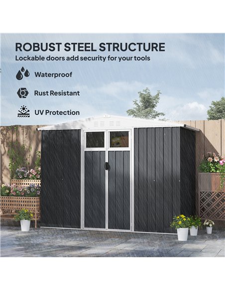 Outsunny 8 x 4 ft Metal Garden Shed, Garden Storage Shed with Window, 4 Vents and Lockable Door, Waterproof Galvanised Steel Too - pic 150456 | FastDaddyshop