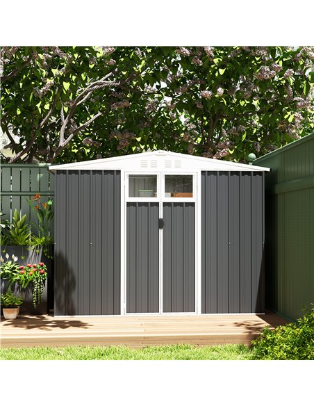 Outsunny 8 x 4 ft Metal Garden Shed, Garden Storage Shed with Window, 4 Vents and Lockable Door, Waterproof Galvanised Steel Too - pic 150457 | FastDaddyshop