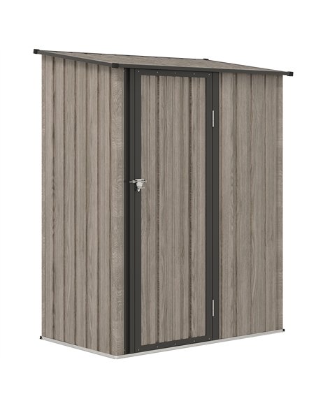 Outsunny 5ft x 3ft Metal Garden Storage Shed, Outdoor Tool Shed with Sloped Roof, Lockable Door for Tools, Equipment, Light Grey - pic 150460 | FastDaddyshop