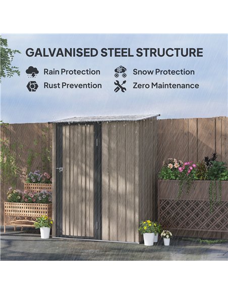 Outsunny 5ft x 3ft Metal Garden Storage Shed, Outdoor Tool Shed with Sloped Roof, Lockable Door for Tools, Equipment, Light Grey - pic 150463 | FastDaddyshop