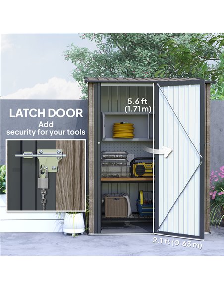Outsunny 5ft x 3ft Metal Garden Storage Shed, Outdoor Tool Shed with Sloped Roof, Lockable Door for Tools, Equipment, Light Grey - pic 150464 | FastDaddyshop