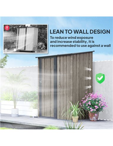 Outsunny 5ft x 3ft Metal Garden Storage Shed, Outdoor Tool Shed with Sloped Roof, Lockable Door for Tools, Equipment, Light Grey