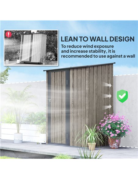Outsunny 5ft x 3ft Metal Garden Storage Shed, Outdoor Tool Shed with Sloped Roof, Lockable Door for Tools, Equipment, Light Grey - pic 150465 | FastDaddyshop