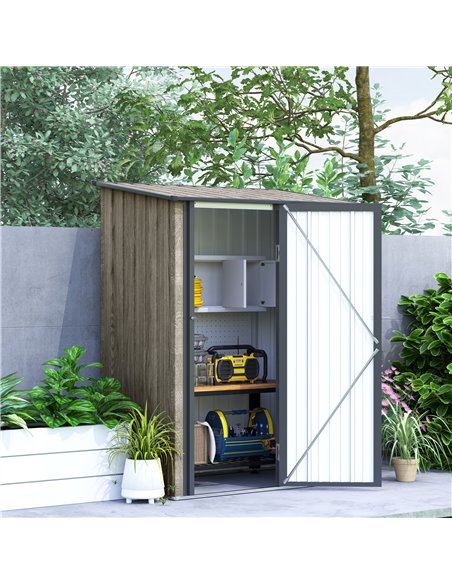 Outsunny 5ft x 3ft Metal Garden Storage Shed, Outdoor Tool Shed with Sloped Roof, Lockable Door for Tools, Equipment, Light Grey - pic 150466 | FastDaddyshop