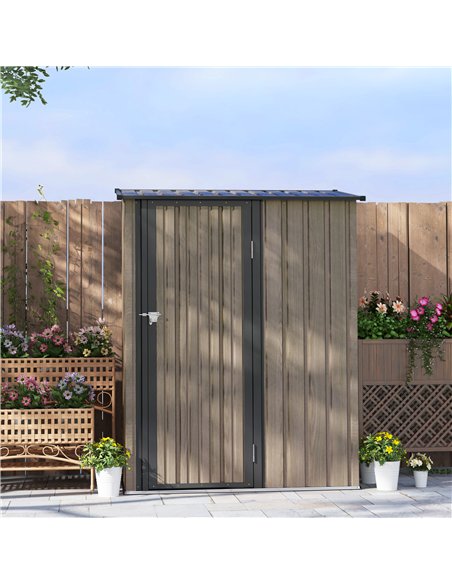 Outsunny 5ft x 3ft Metal Garden Storage Shed, Outdoor Tool Shed with Sloped Roof, Lockable Door for Tools, Equipment, Light Grey - pic 150467 | FastDaddyshop