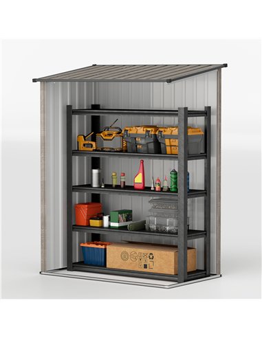 Outsunny 5ft x 3ft Metal Garden Storage Shed, Outdoor Tool Shed with Sloped Roof, Lockable Door for Tools, Equipment, Light Grey