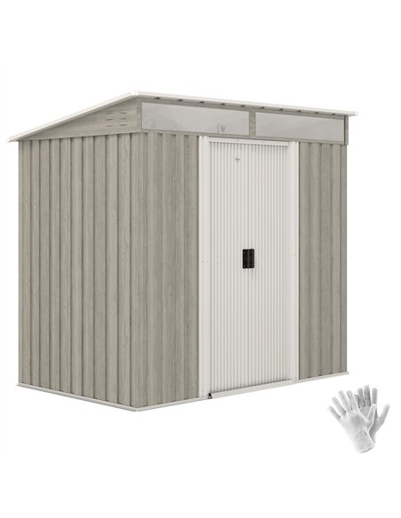 Outsunny 6.5 x 4FT Galvanised Metal Shed with Foundation Kit, Lockable Tool Garden Shed with Double Sliding Doors, Vents, Light  - pic 150469 | FastDaddyshop