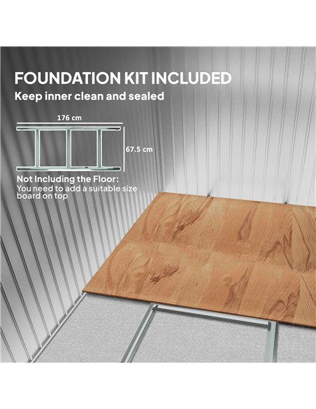 Outsunny 6.5 x 4FT Galvanised Metal Shed with Foundation Kit, Lockable Tool Garden Shed with Double Sliding Doors, Vents, Light  - pic 150473 | FastDaddyshop