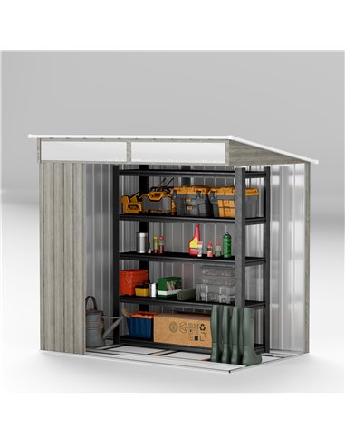 Outsunny 6.5 x 4FT Galvanised Metal Shed with Foundation Kit, Lockable Tool Garden Shed with Double Sliding Doors, Vents, Light 