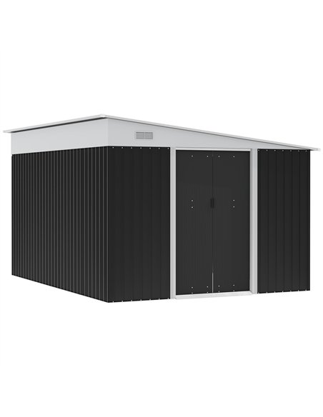 Outsunny 3.3 x 2.68m Corrugated Metal Shed - Black - pic 150478 | FastDaddyshop