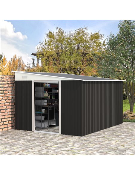 Outsunny 3.3 x 2.68m Corrugated Metal Shed - Black - pic 150479 | FastDaddyshop