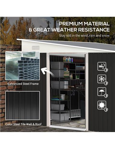 Outsunny 3.3 x 2.68m Corrugated Metal Shed - Black