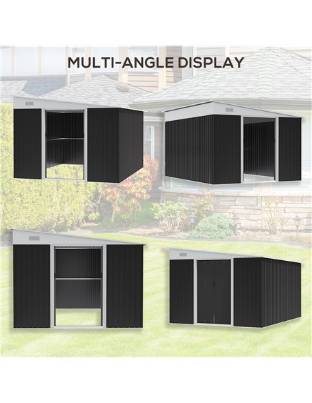 Outsunny 3.3 x 2.68m Corrugated Metal Shed - Black - pic 150484 | FastDaddyshop