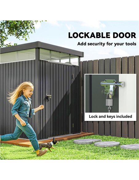 Outsunny 5.3 x 8.5ft Galvanised Steel Garden Shed, Metal Shed with Roof Windows, Leakage Holes and Lockable Wide Door for Outdoo - pic 150493 | FastDaddyshop