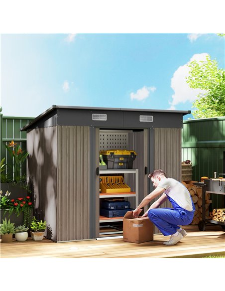 Outsunny Outdoor Garden Storage Shed - Grey Wood Grain - pic 150497 | FastDaddyshop