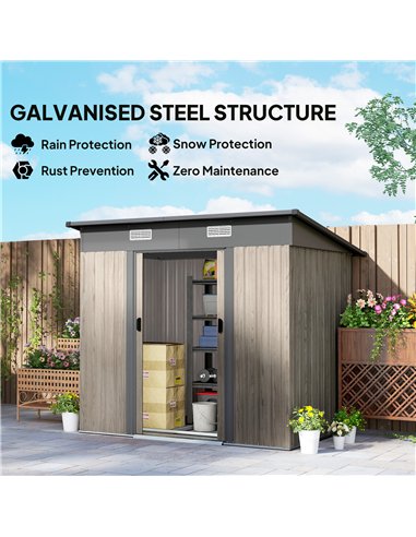 Outsunny Outdoor Garden Storage Shed - Grey Wood Grain
