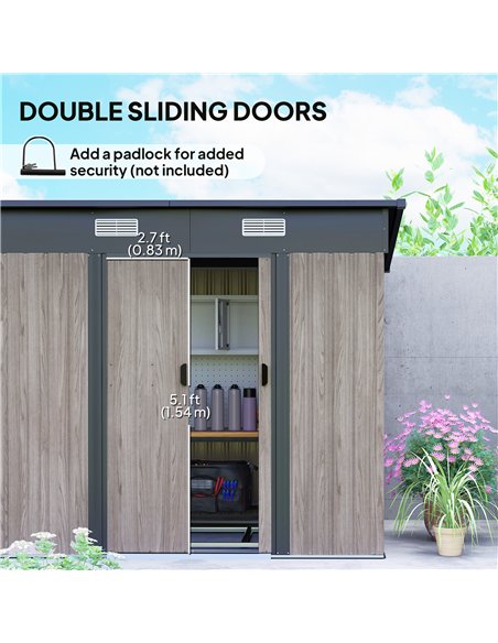 Outsunny Outdoor Garden Storage Shed - Grey Wood Grain - pic 150500 | FastDaddyshop