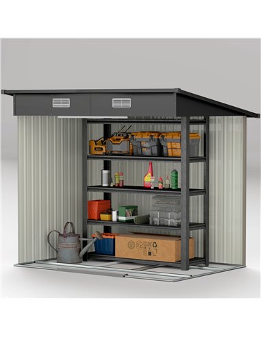 Outsunny Outdoor Garden Storage Shed - Grey Wood Grain