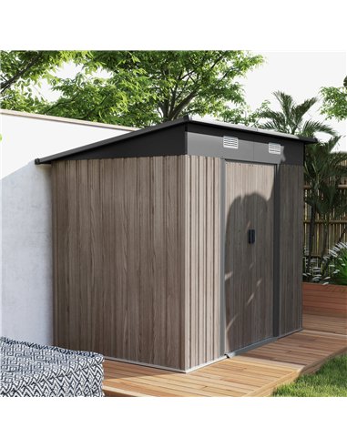 Outsunny Outdoor Garden Storage Shed - Grey Wood Grain