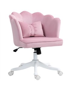 HOMCOM Velvet-Feel Petal Back Office Chair - Pink