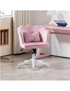 HOMCOM Velvet-Feel Petal Back Office Chair - Pink 2