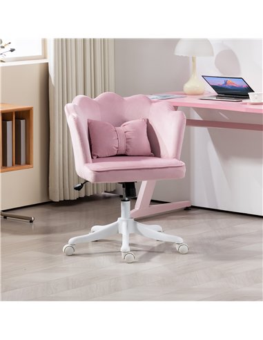 HOMCOM Velvet-Feel Petal Back Office Chair - Pink