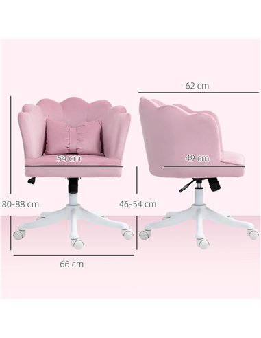 HOMCOM Velvet-Feel Petal Back Office Chair - Pink