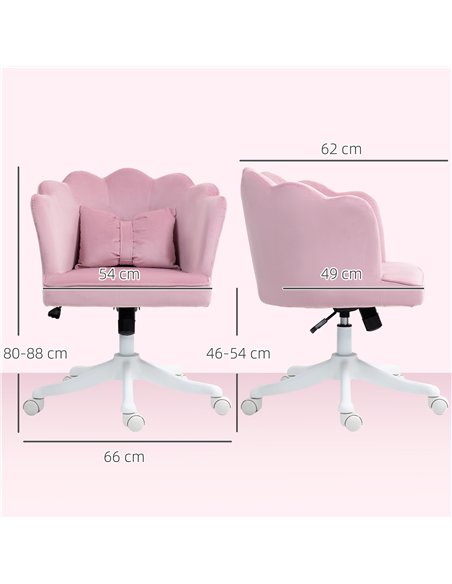 HOMCOM Velvet-Feel Petal Back Office Chair - Pink - pic 150507 | FastDaddyshop