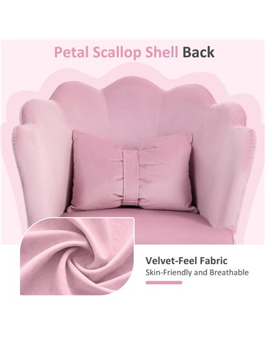 HOMCOM Velvet-Feel Petal Back Office Chair - Pink