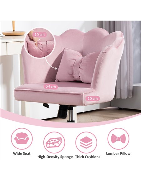 HOMCOM Velvet-Feel Petal Back Office Chair - Pink - pic 150509 | FastDaddyshop