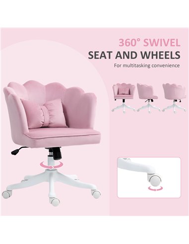 HOMCOM Velvet-Feel Petal Back Office Chair - Pink