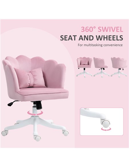HOMCOM Velvet-Feel Petal Back Office Chair - Pink - pic 150511 | FastDaddyshop