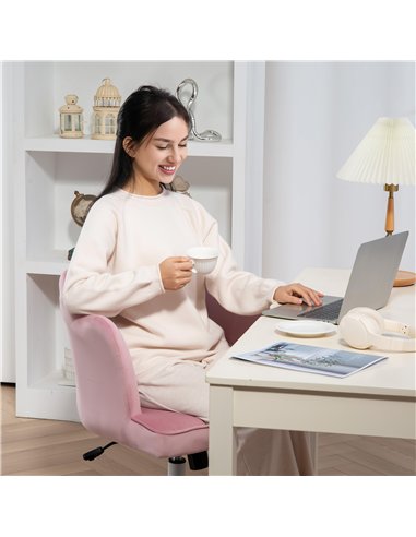 HOMCOM Velvet-Feel Petal Back Office Chair - Pink