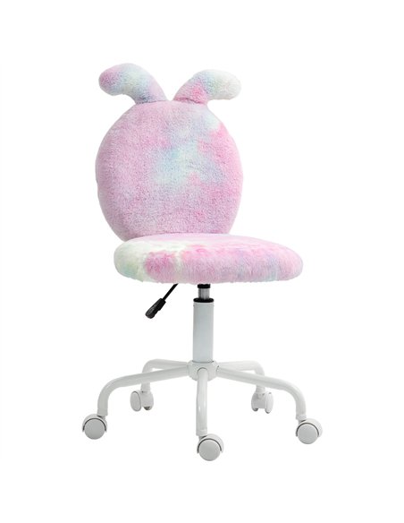 HOMCOM Fuzzy Office Chair with Bunny Ears, Faux Fur Swivel Desk Chair, Armless Makeup Vanity Chair with Adjustable Height for Be - pic 150514 | FastDaddyshop