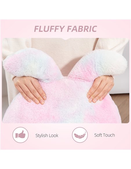 HOMCOM Fuzzy Office Chair with Bunny Ears, Faux Fur Swivel Desk Chair, Armless Makeup Vanity Chair with Adjustable Height for Be - pic 150518 | FastDaddyshop
