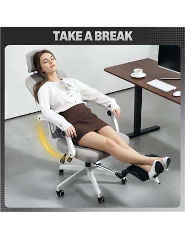 HOMCOM Ergonomic Office Chair, Mesh High Back Desk Chair with Adjustable Lumbar Support and Headrest, Footrest, Reclining Execut
