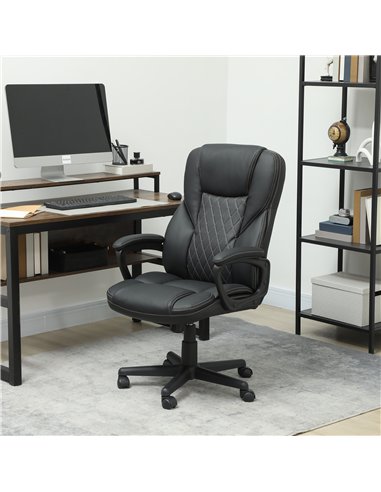 HOMCOM Executive Office Chair, High Back Desk Chair, PU Leather Swivel Computer Chair with Tilt Function, Adjustable Height and 