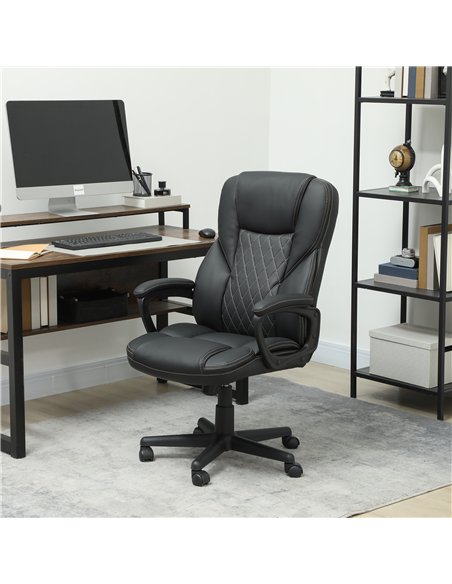 HOMCOM Executive Office Chair, High Back Desk Chair, PU Leather Swivel Computer Chair with Tilt Function, Adjustable Height and  - pic 150533 | FastDaddyshop